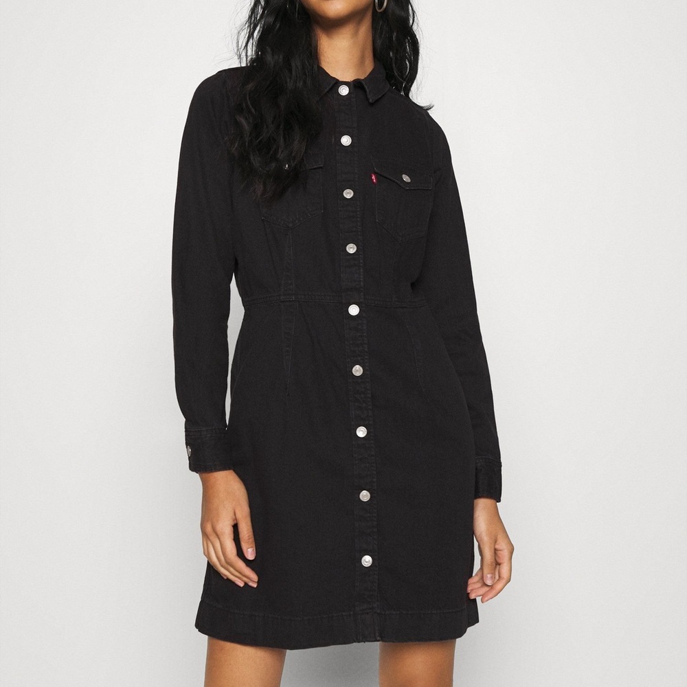 Levi’s washed denim snap front dress, small